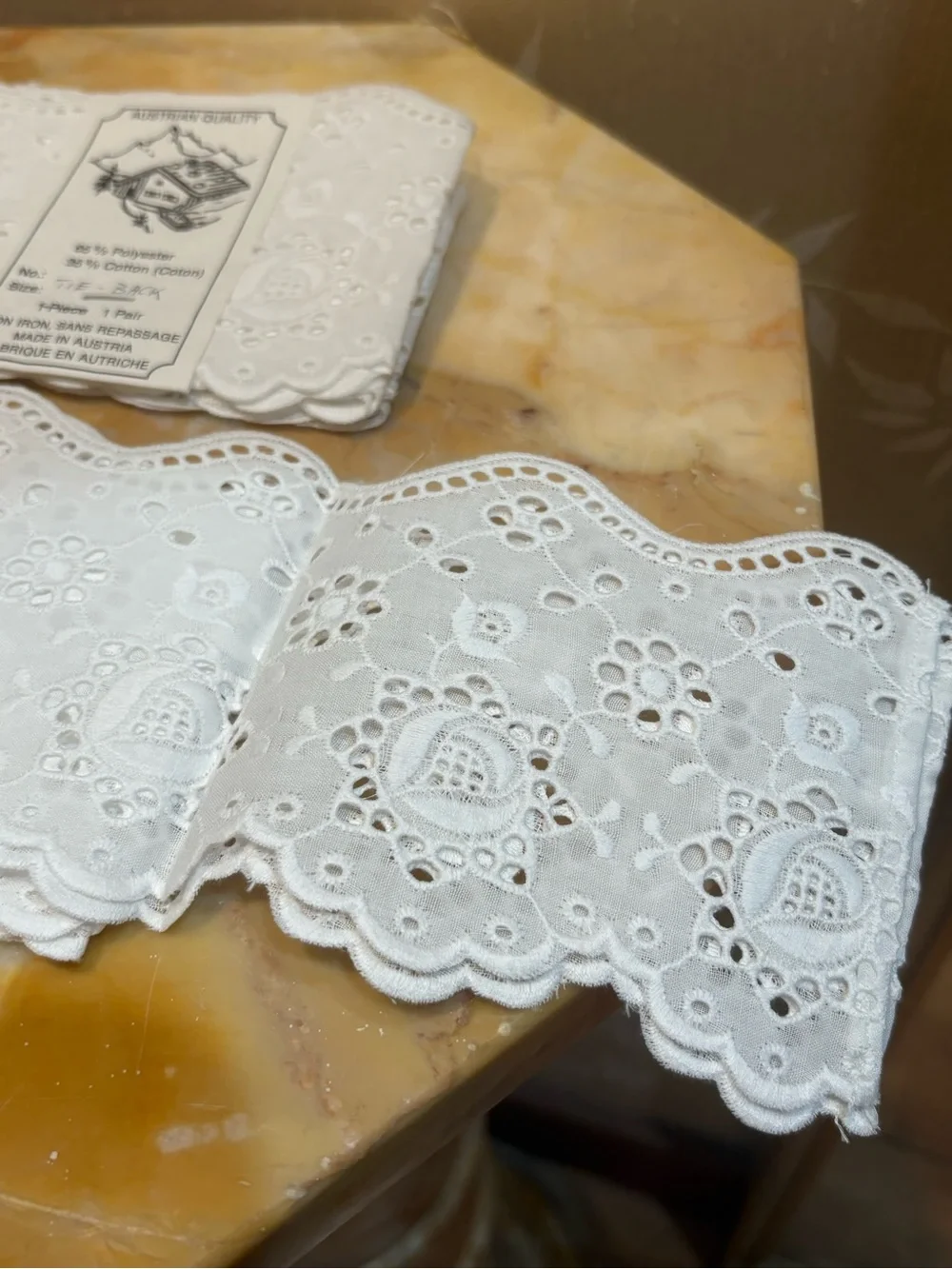 White Eyelet Cotton Tie Back Trim - Scalloped Embroidery For Curtains ~ 1 Pair